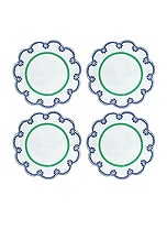 Misette Embroidered Linen Placemats Set Of 4 in Blue & Green, view 1, click to view large image.