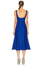 MATTHEW BRUCH Eva Fluted Midi Dress in Cobalt, view 3, click to view large image.