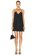 MATTHEW BRUCH Cross Strap Mini Dress in Black, view 1, click to view large image.