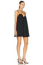 MATTHEW BRUCH Cross Strap Mini Dress in Black, view 2, click to view large image.