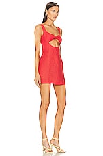MATTHEW BRUCH Eva Twist Mini Dress in Red Linen, view 2, click to view large image.