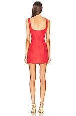 MATTHEW BRUCH Eva Twist Mini Dress in Red Linen, view 3, click to view large image.