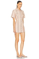 MATTHEW BRUCH Cargo Button Up Mini Shirt Dress in Orange Tie Dye, view 2, click to view large image.