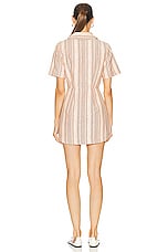 MATTHEW BRUCH Cargo Button Up Mini Shirt Dress in Orange Tie Dye, view 3, click to view large image.