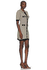 MATTHEW BRUCH Tweed Knit Collared Button Up Mini Dress in Black, view 2, click to view large image.