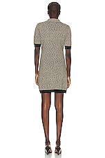 MATTHEW BRUCH Tweed Knit Collared Button Up Mini Dress in Black, view 3, click to view large image.