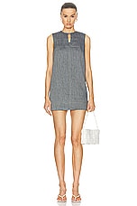 MATTHEW BRUCH Keyhole Mini Shift Dress in Denim, view 1, click to view large image.