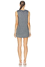 MATTHEW BRUCH Keyhole Mini Shift Dress in Denim, view 3, click to view large image.