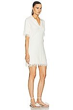 MATTHEW BRUCH Fringe Polo Knit Mini Dress in Cream, view 2, click to view large image.