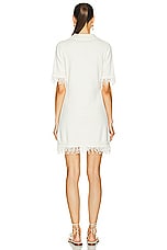 MATTHEW BRUCH Fringe Polo Knit Mini Dress in Cream, view 3, click to view large image.