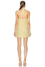MATTHEW BRUCH Knotted Halter Mini Dress in Avocado, view 3, click to view large image.