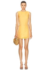 MATTHEW BRUCH Layered Wrap Shift Dress in Saffron, view 1, click to view large image.