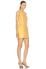 MATTHEW BRUCH Layered Wrap Shift Dress in Saffron, view 2, click to view large image.