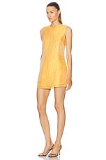 MATTHEW BRUCH Layered Wrap Shift Dress in Saffron, view 3, click to view large image.