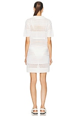 MATTHEW BRUCH Variegated Knit Mesh Polo Dress in White, view 3, click to view large image.