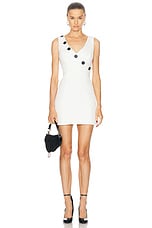 MATTHEW BRUCH V Neck Wrap Button Dress in White Tweed, view 1, click to view large image.