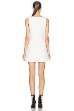 MATTHEW BRUCH V Neck Wrap Button Dress in White Tweed, view 3, click to view large image.