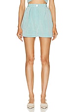 MATTHEW BRUCH Button Pleated Short in Seafoam, view 1, click to view large image.
