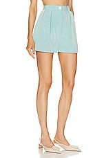 MATTHEW BRUCH Button Pleated Short in Seafoam, view 2, click to view large image.
