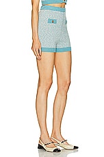 MATTHEW BRUCH Tweed Knit Hot Short in Seafoam, view 2, click to view large image.