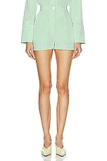MATTHEW BRUCH High Waist Hot Short in Green, view 1, click to view large image.
