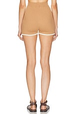 MATTHEW BRUCH Rib Knit Hot Short in Khaki, view 3, click to view large image.