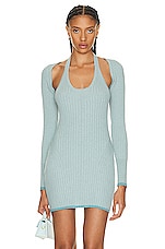 MATTHEW BRUCH Rib Knit Shrug in Seafoam, view 1, click to view large image.