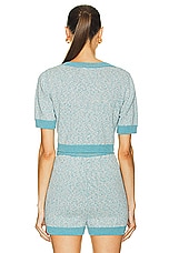 MATTHEW BRUCH Tweed Knit Apron Crop Top in Seafoam, view 3, click to view large image.