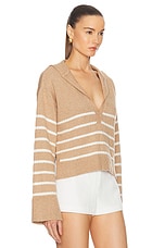 MATTHEW BRUCH Striped Sailor Knit Pullover Sweater in Khaki, view 2, click to view large image.