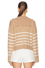 MATTHEW BRUCH Striped Sailor Knit Pullover Sweater in Khaki, view 3, click to view large image.
