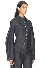 MATTHEW BRUCH Seamed Leg Of Mutton Jacket in Dark Denim, view 2, click to view large image.