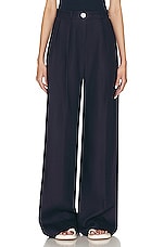 MATTHEW BRUCH Button Pleated Trouser in Navy, view 1, click to view large image.