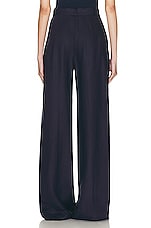 MATTHEW BRUCH Button Pleated Trouser in Navy, view 3, click to view large image.