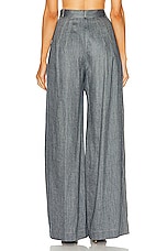 MATTHEW BRUCH Button Pleated Trouser in Denim, view 3, click to view large image.