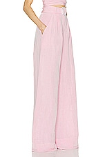 MATTHEW BRUCH Wide Leg Pleated Pant in Pink, view 2, click to view large image.