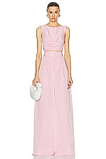 MATTHEW BRUCH Wide Leg Pleated Pant in Pink, view 4, click to view large image.