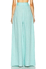 MATTHEW BRUCH Wide Leg Pleated Pant in Seafoam Melange, view 3, click to view large image.