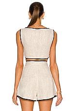 MATTHEW BRUCH Bound Cutout Crop Top in Oatmeal & Black, view 3, click to view large image.