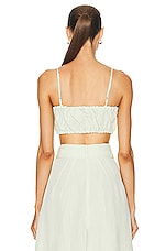 MATTHEW BRUCH Twist Bandeau Crop Top in Pear, view 3, click to view large image.