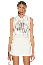 MATTHEW BRUCH Knit Mesh Collared Tank Top in Cream, view 1, click to view large image.