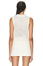 MATTHEW BRUCH Knit Mesh Collared Tank Top in Cream, view 3, click to view large image.