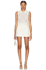 MATTHEW BRUCH Knit Mesh Collared Tank Top in Cream, view 4, click to view large image.