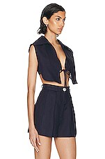 MATTHEW BRUCH Vest With Triangle Top in Navy, view 2, click to view large image.