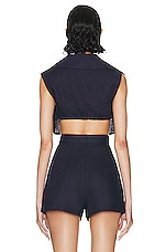 MATTHEW BRUCH Vest With Triangle Top in Navy, view 3, click to view large image.