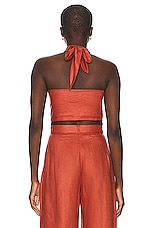 MATTHEW BRUCH Twist Button Up Vest in Terracotta, view 3, click to view large image.