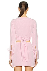 MATTHEW BRUCH Wrap Long Sleeve Top in Pink, view 4, click to view large image.