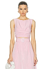 MATTHEW BRUCH Boat Neck Sleeveless Wrap Top in Pink, view 1, click to view large image.