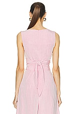 MATTHEW BRUCH Boat Neck Sleeveless Wrap Top in Pink, view 3, click to view large image.