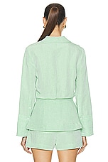 MATTHEW BRUCH Blouson Long Sleeve Blouse in Green, view 3, click to view large image.