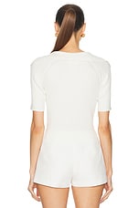 MATTHEW BRUCH Polo Rib Knit Crop Top in White, view 3, click to view large image.